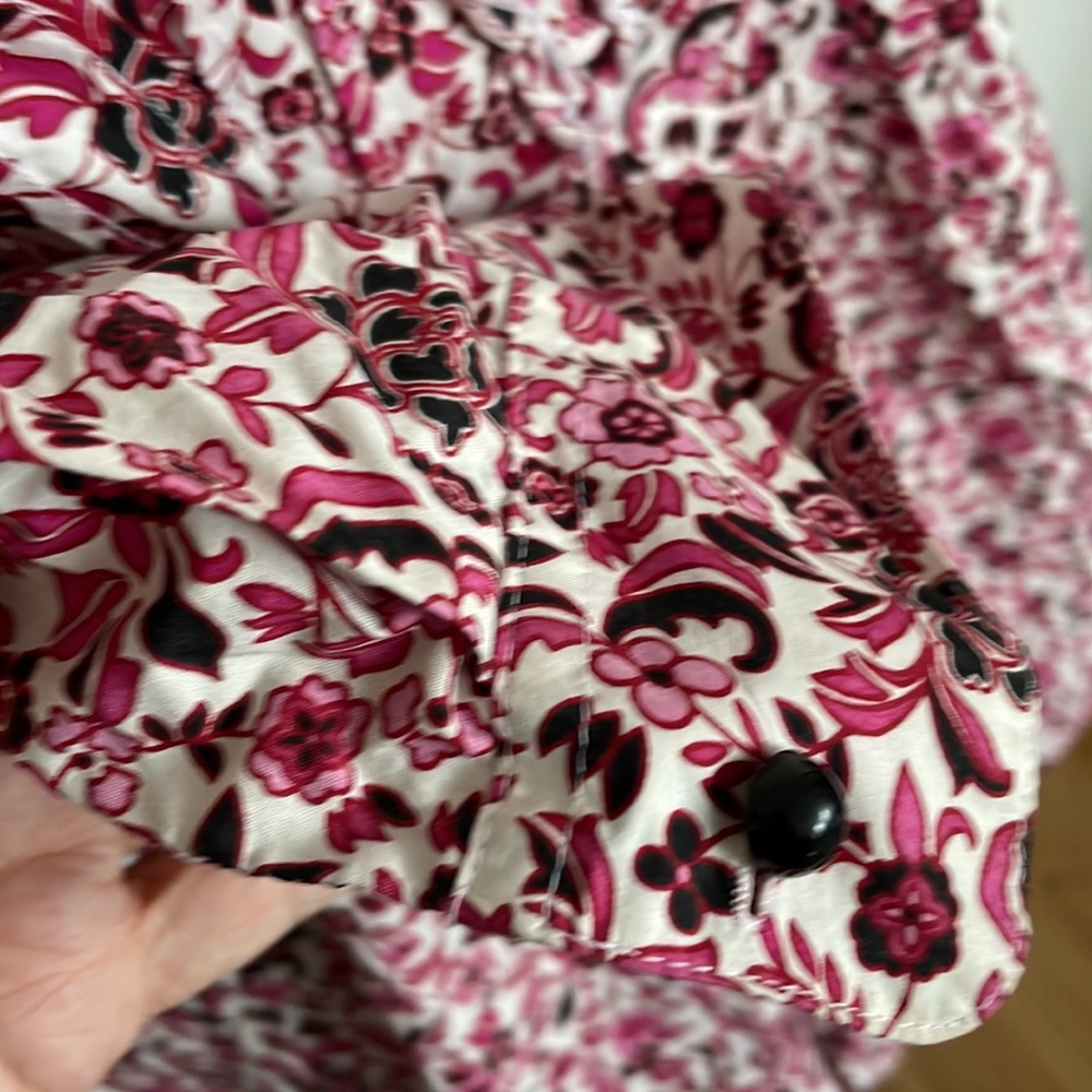 CHARTER CLUB Peasant Blouse with Pink/White/Black Floral Print, Size 16W - Picture 3 of 5